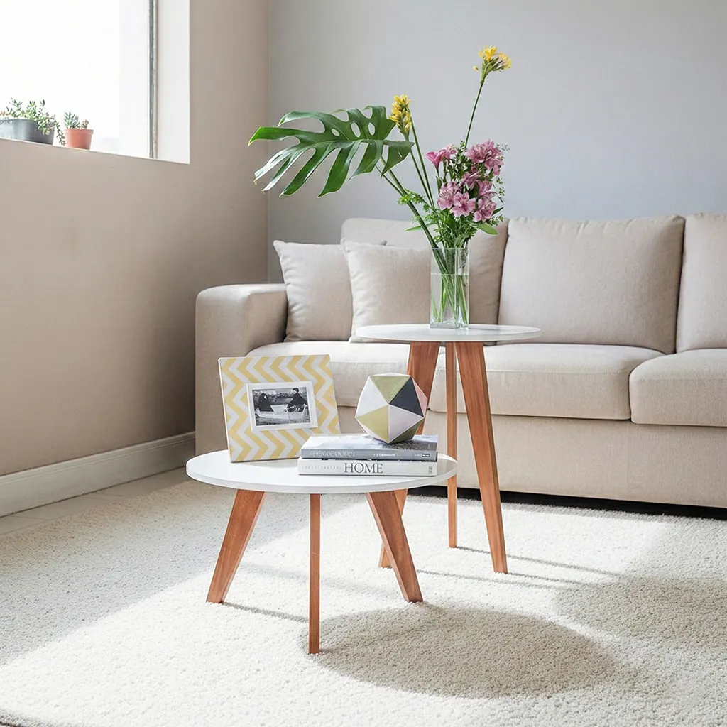 SET mesas de living OSLO, patas madera