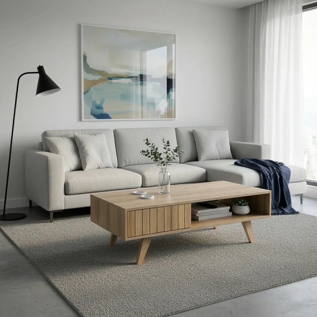 Mesa de living OSAKA, cajón guías correderas