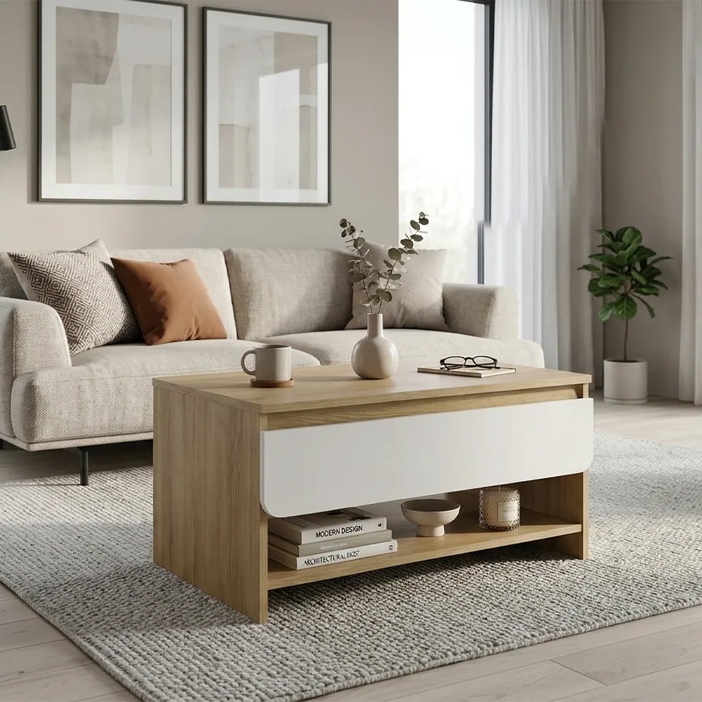 Mesa de living LOA, cajón guías metálicas