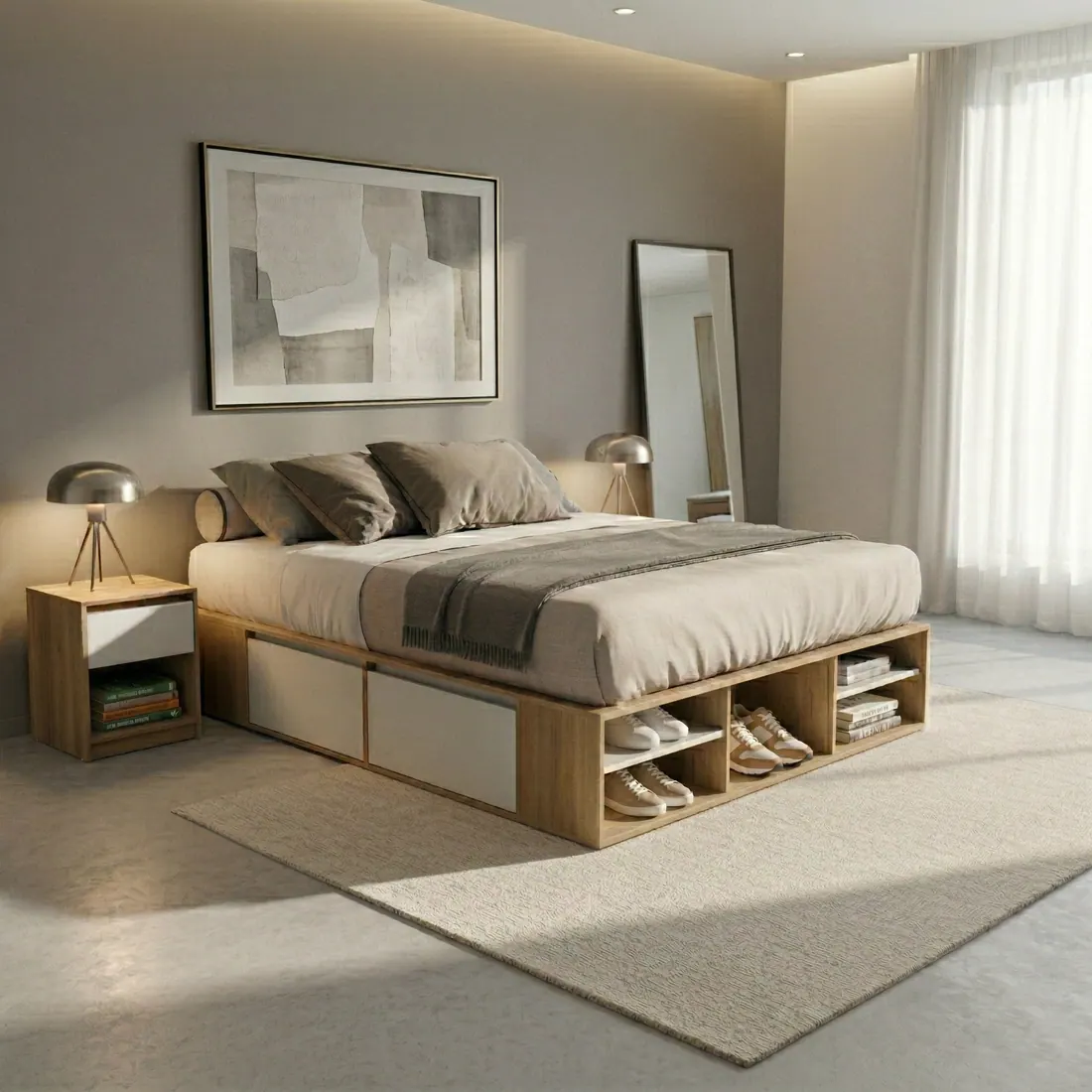 Cama Box AUREA 2 plazas, 4 cajones