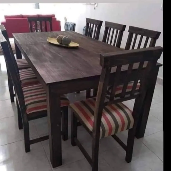 Juego de comedor 2,00 x 1,00 m Pino para 8 sillas